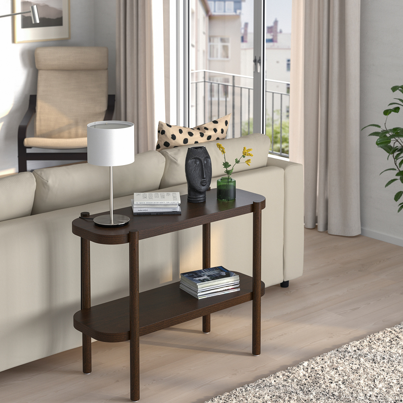 LISTERBY console table dark brown beech veneer - IKEA