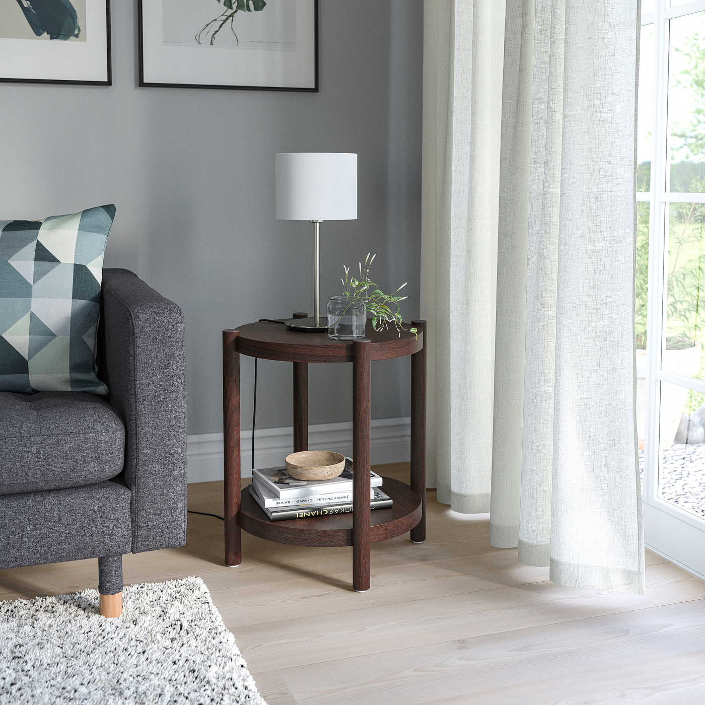 LISTERBY side table dark brown stained oak veneer - IKEA
