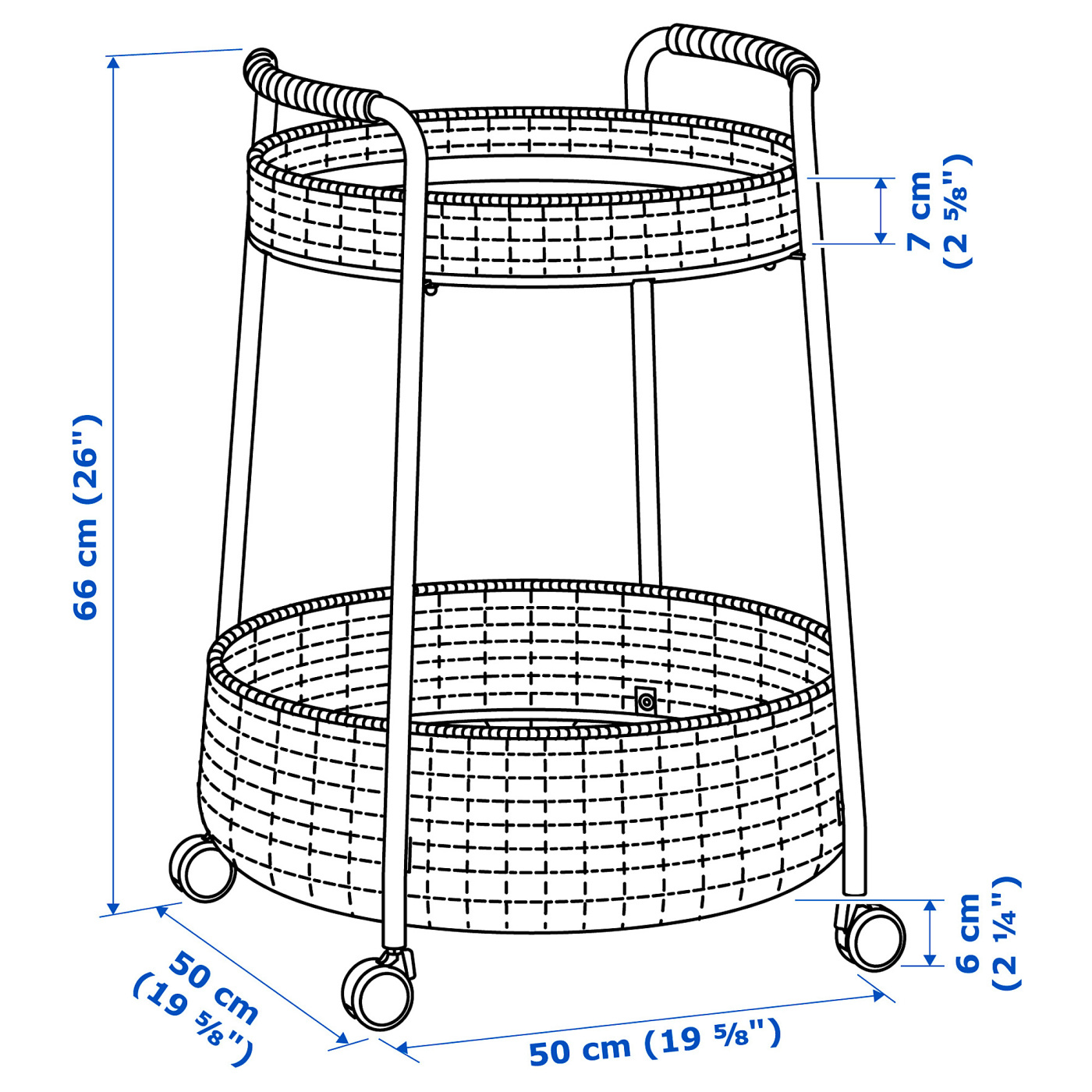IKEA LUBBAN ルッバン ラタン 2段ワゴン 11907 LUBBAN Serving cart with storage, rattan, anthracite - IKEA