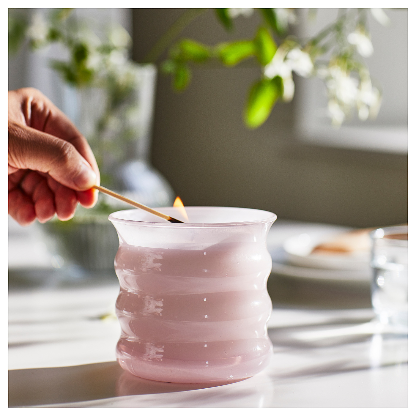 LUGNARE scented candle in glass Jasmine/pink - IKEA