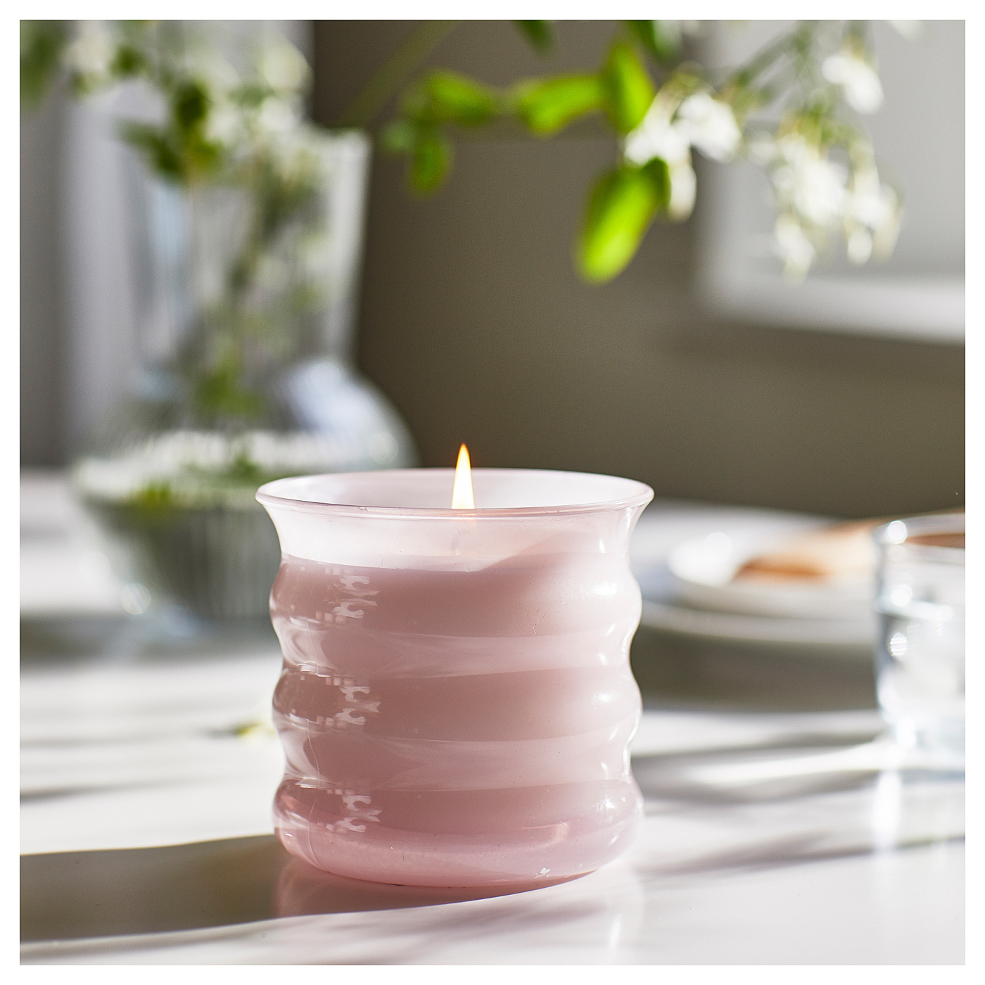 LUGNARE scented candle in glass Jasmine/pink - IKEA