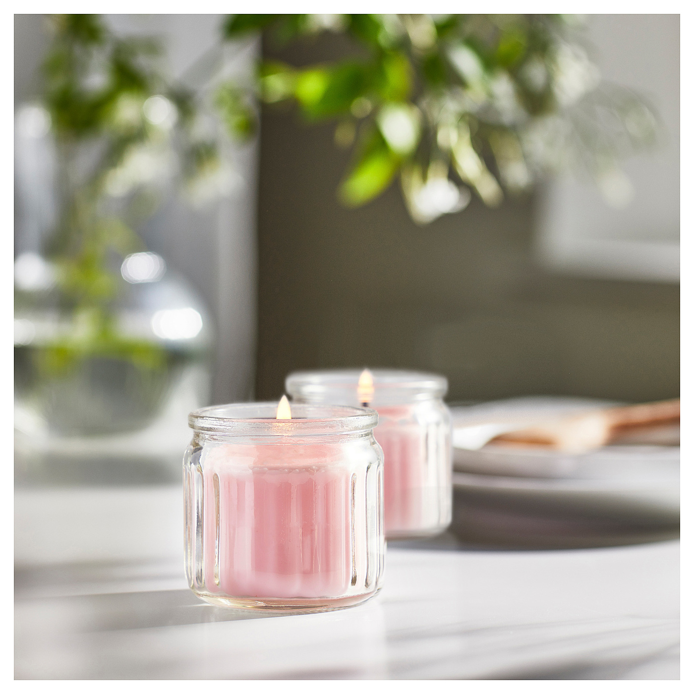 LUGNARE scented candle in glass Jasmine/pink - IKEA