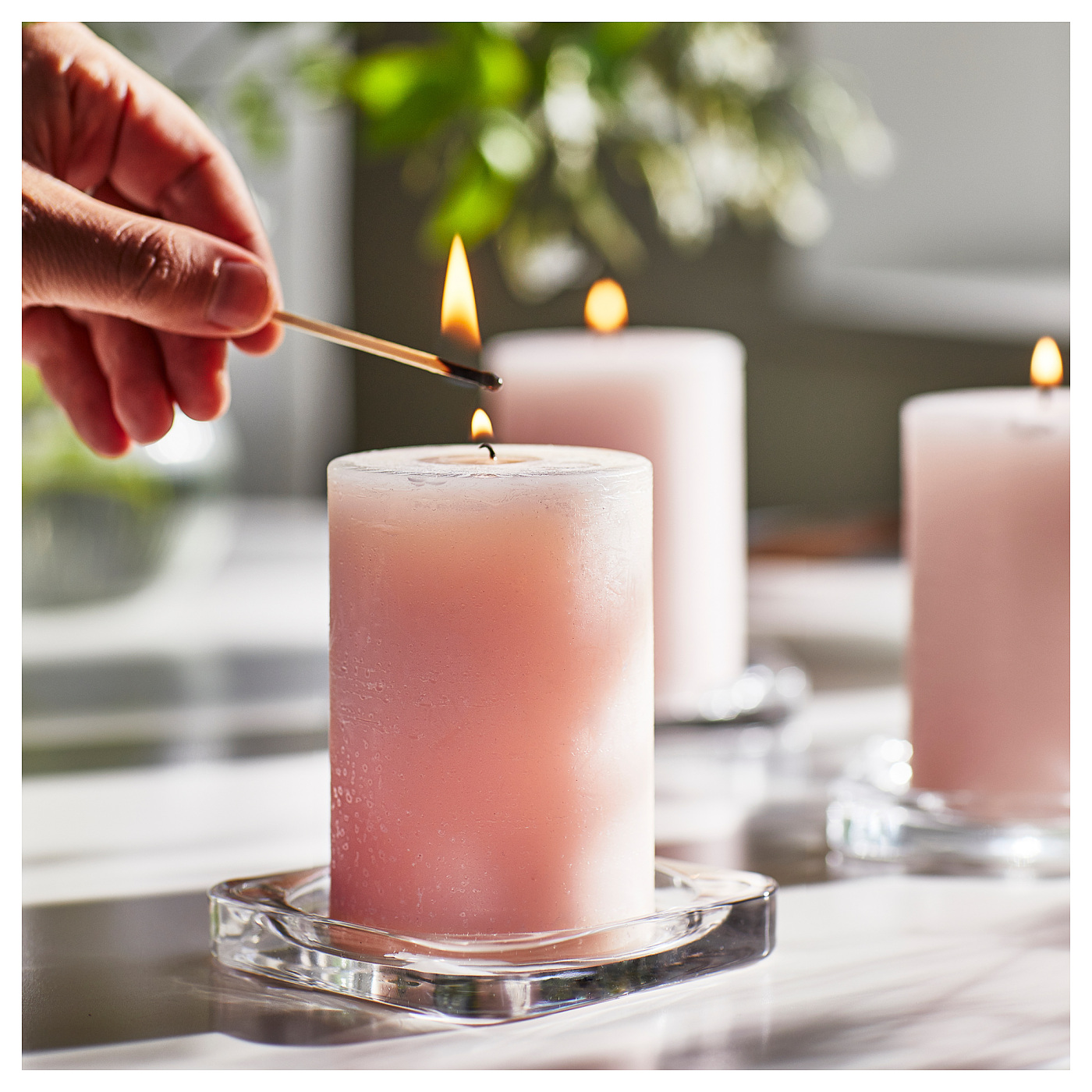 うずら♡ スプール・キューブ・香水瓶・プリンタートレー♡ LUGNARE scented pillar candle Jasmine/pink - IKEA