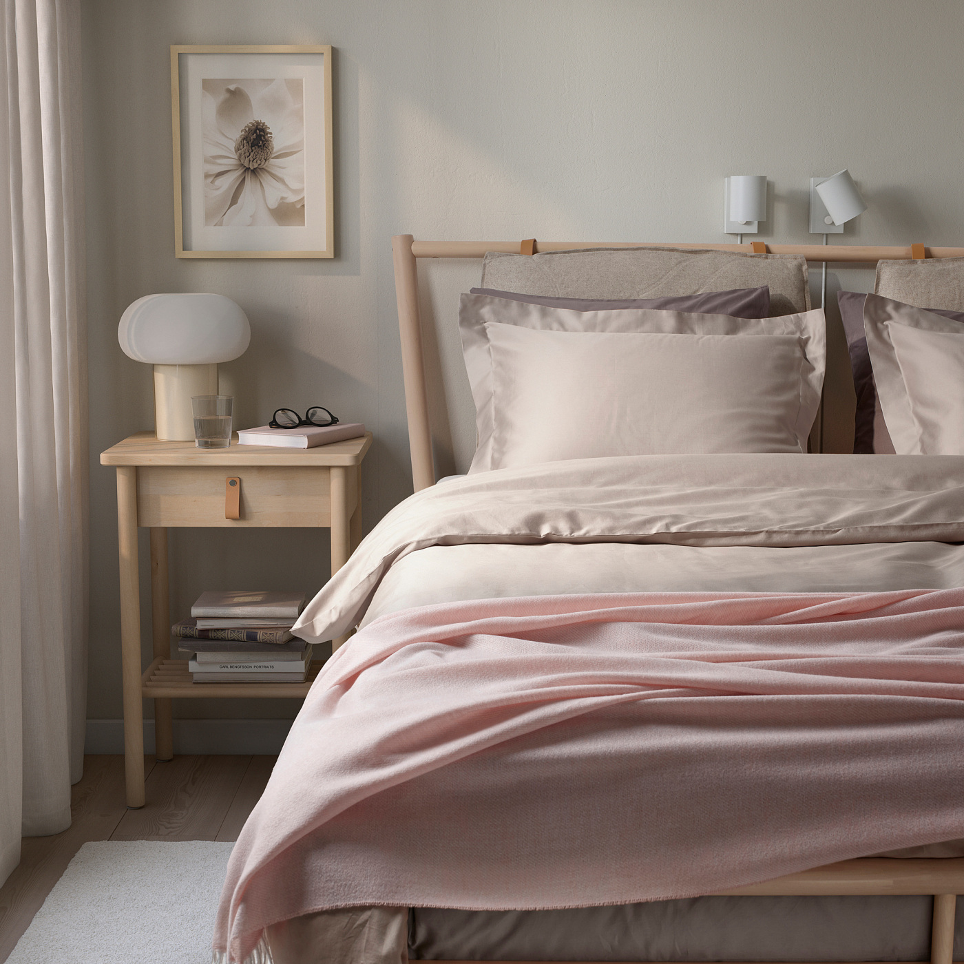 LUKTJASMIN duvet cover and 2 pillowcases grey-beige - IKEA