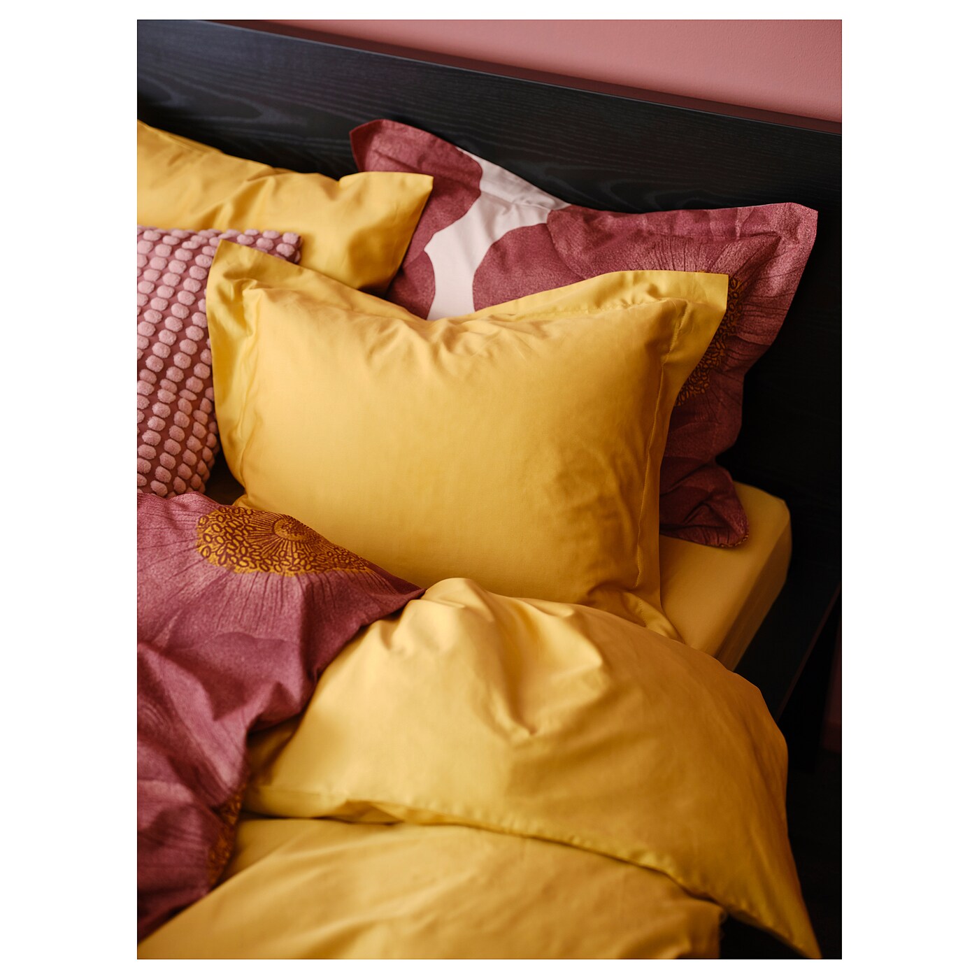 LUKTJASMIN duvet cover and 2 pillowcases yellow IKEA