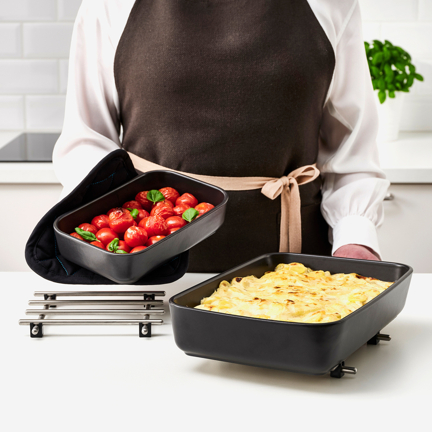 LYCKAD oven/serving dish set of 2 dark grey - IKEA