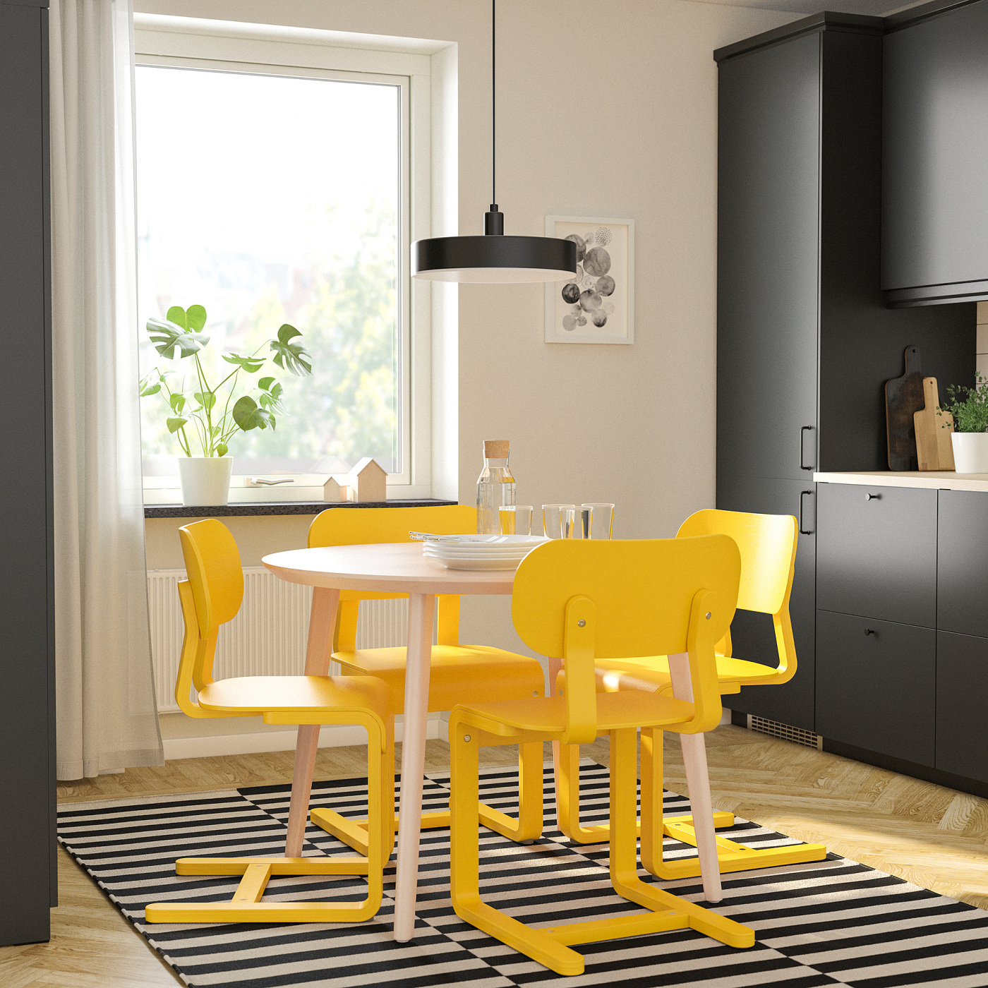 LYCKAN chair yellow/birch veneer - IKEA