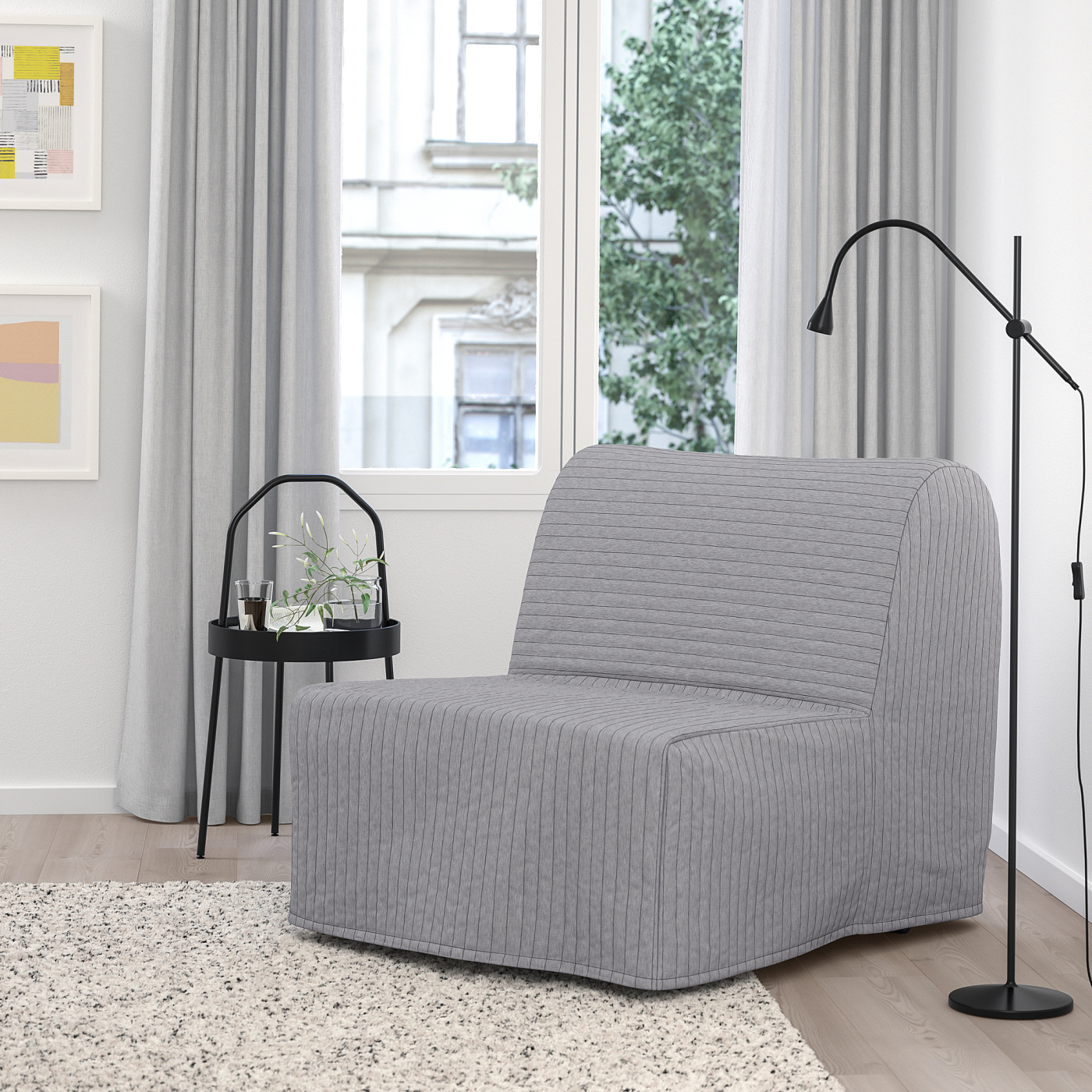 LYCKSELE LÖVÅS chair-bed Knisa light grey - IKEA
