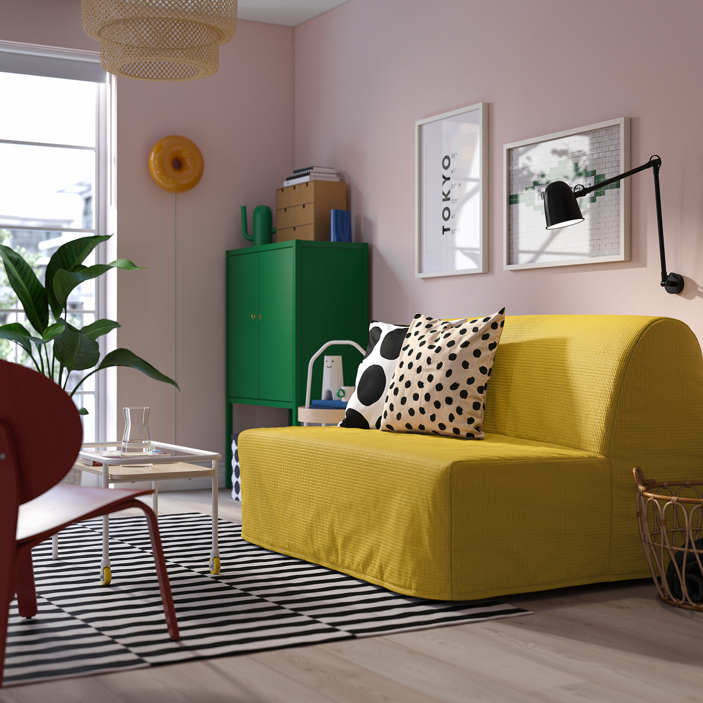 LYCKSELE MURBO ソファベッド ナチュラル LYCKSELE MURBO 2-seat sofa-bed Vansbro yellow - IKEA