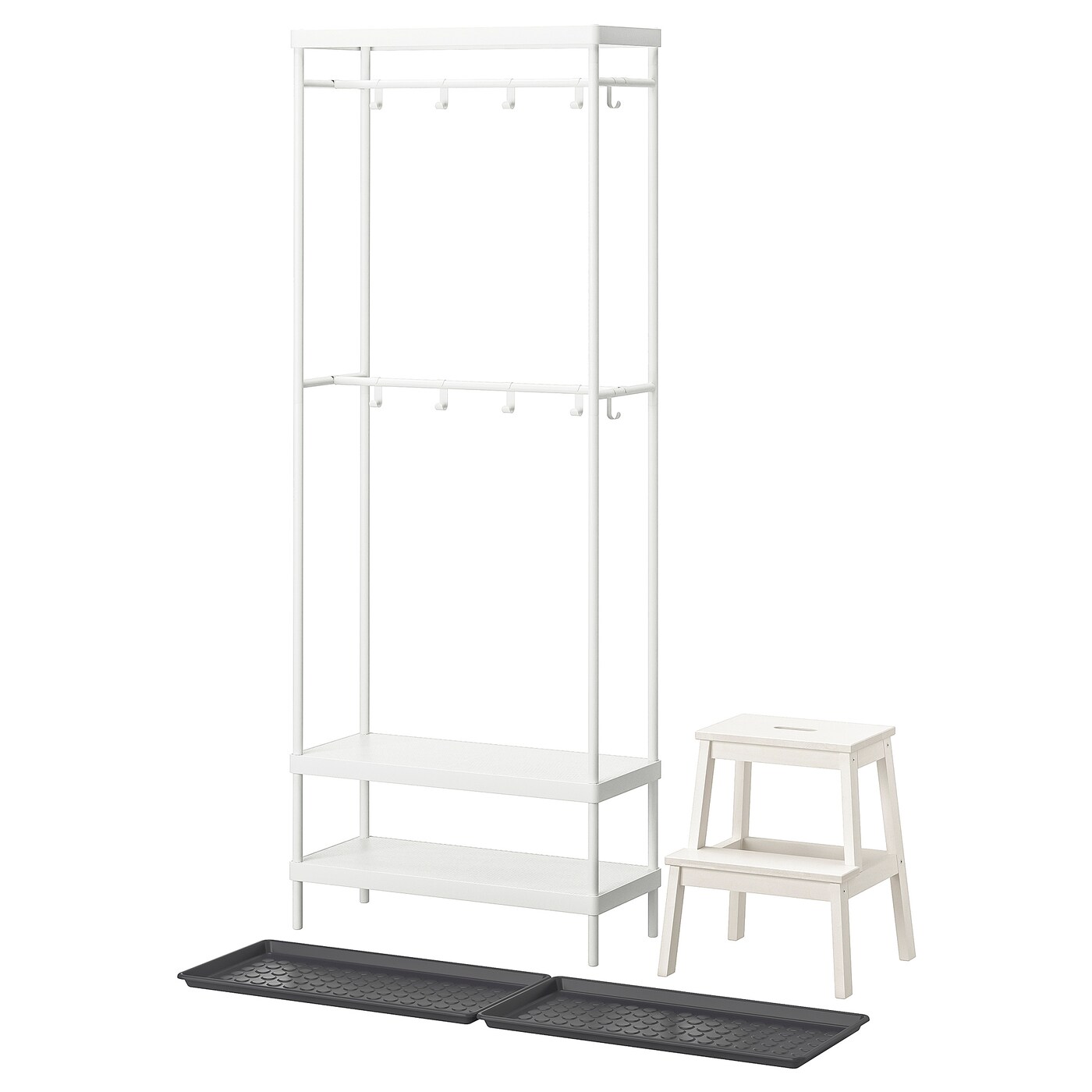 MACKAPÄR / BAGGMUCK hallway furniture, set of 4 white/grey - IKEA