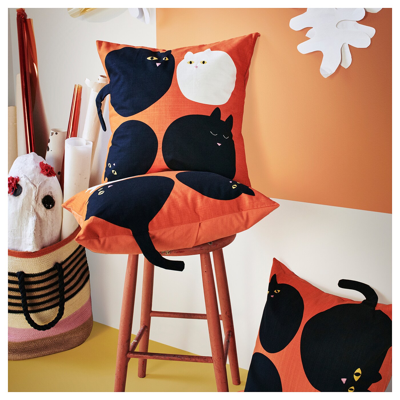 MÄVINN cushion cover cat pattern orange - IKEA MÄVINN cushion cover cat pattern orange - IKEA