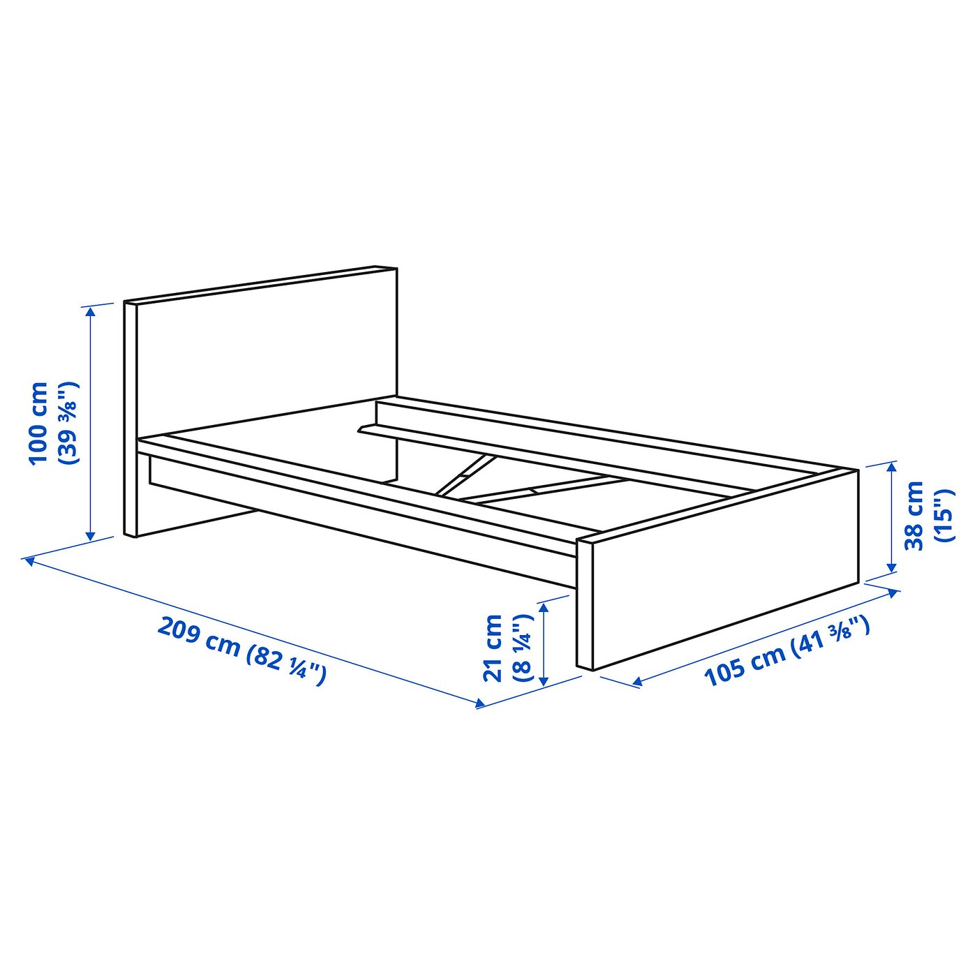 IKEA / MALM 80×100cm MALM bed frame, high white - IKEA