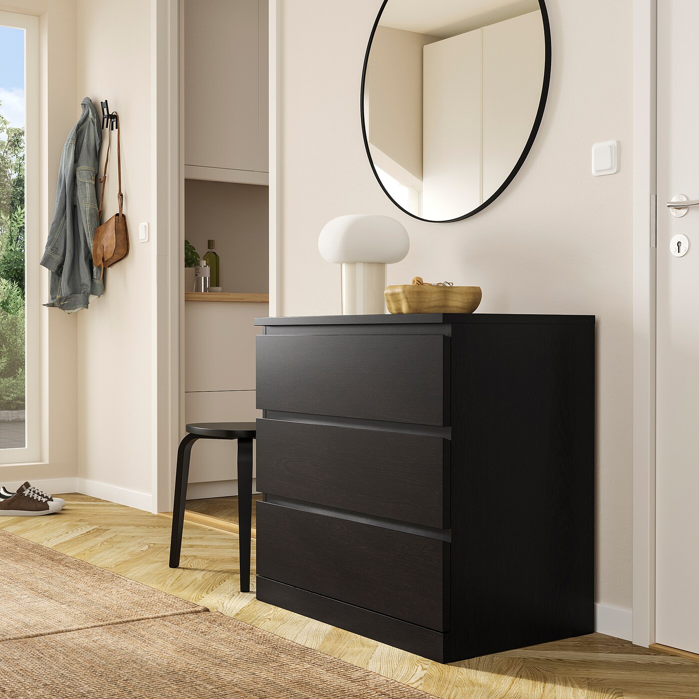 まっちゃまん　ブラック36 MALM chest of 3 drawers black-brown - IKEA