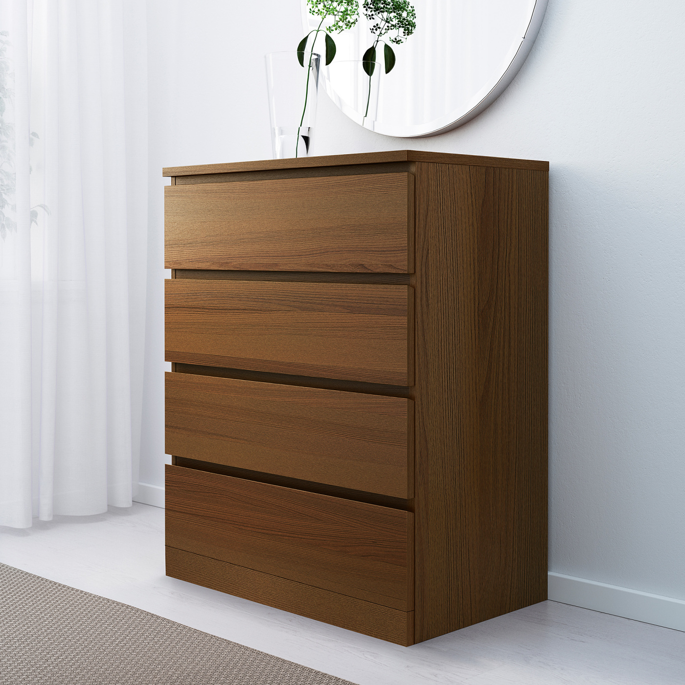 MALM chest of 4 drawers brown stained ash veneer - IKEA