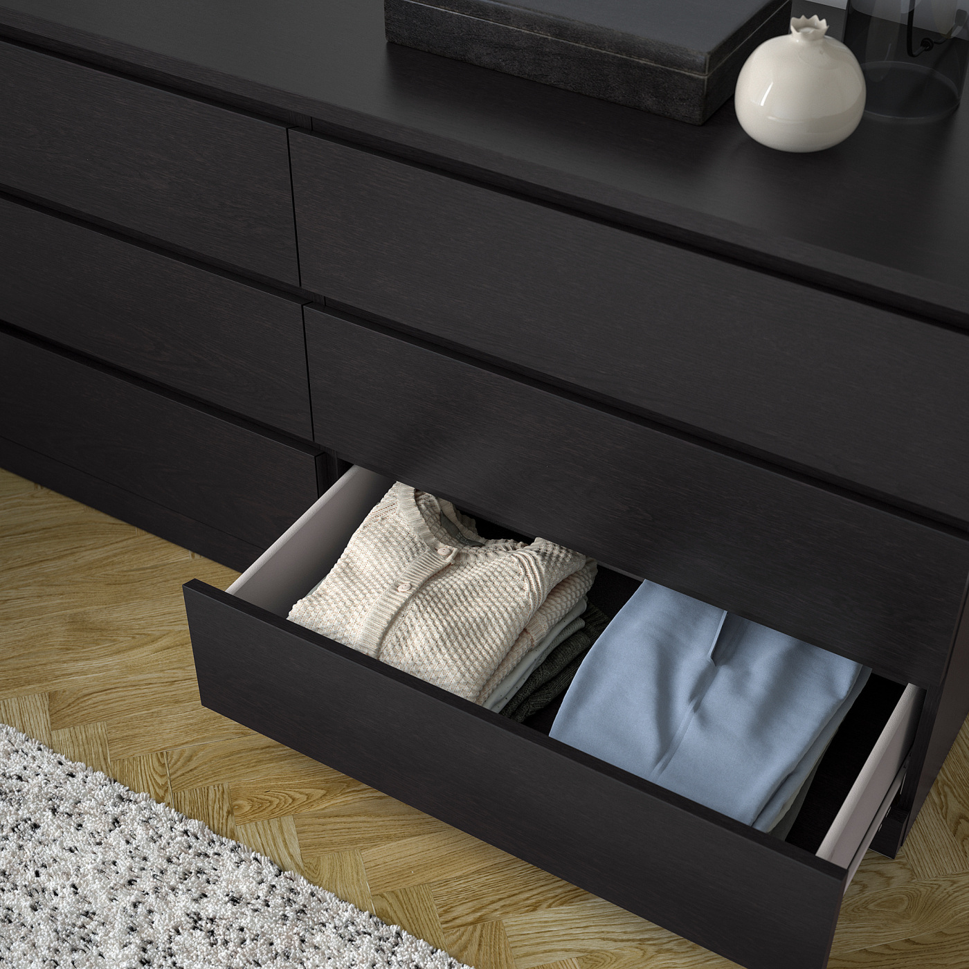 MALM chest of 6 drawers black-brown - IKEA