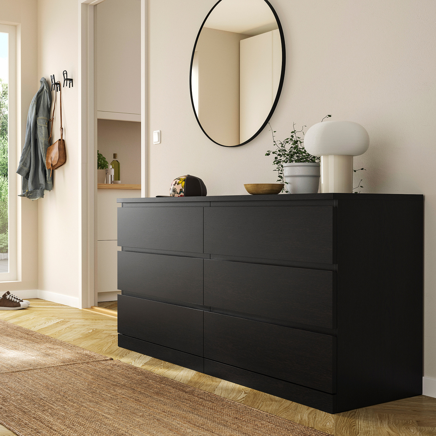 MALM chest of 6 drawers black-brown - IKEA