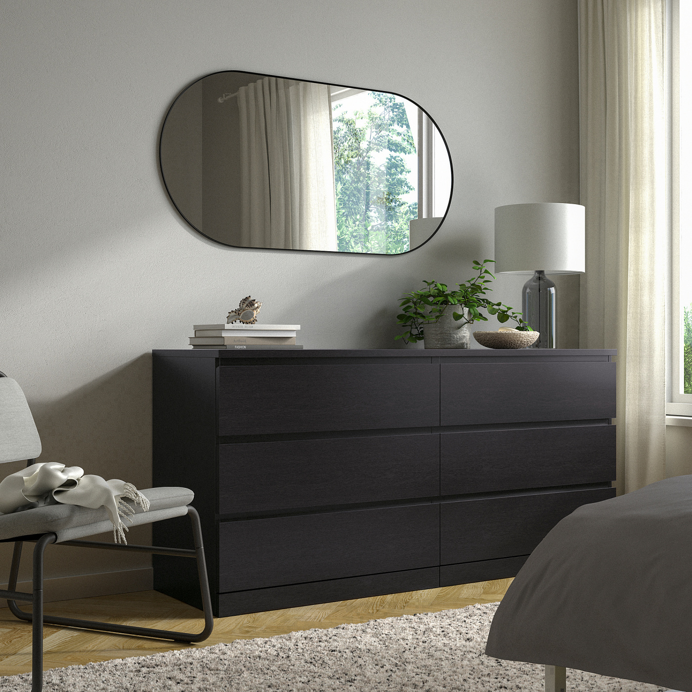 MALM chest of 6 drawers black-brown - IKEA