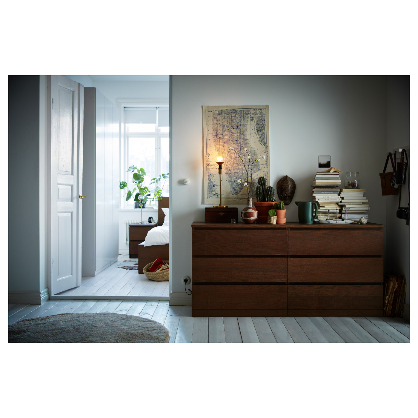 MALM chest of 6 drawers brown stained ash veneer - IKEA