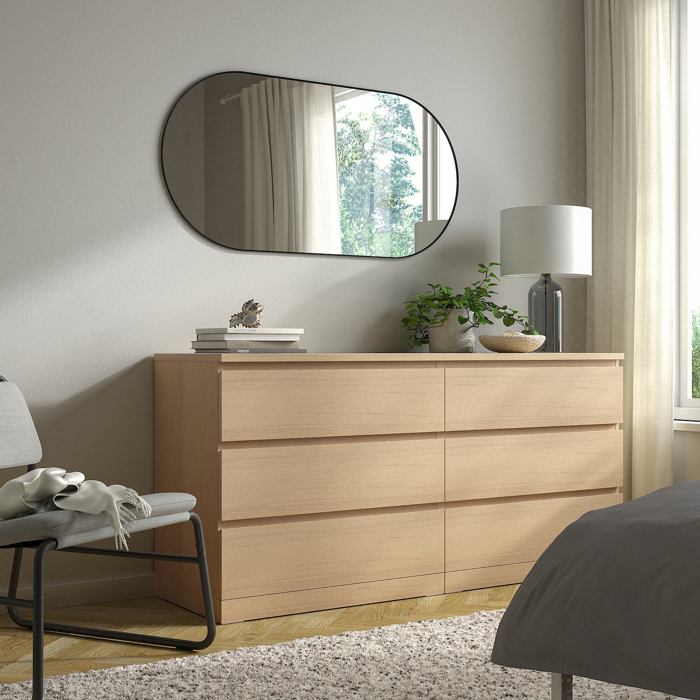MALM chest of 6 drawers white stained oak veneer - IKEA