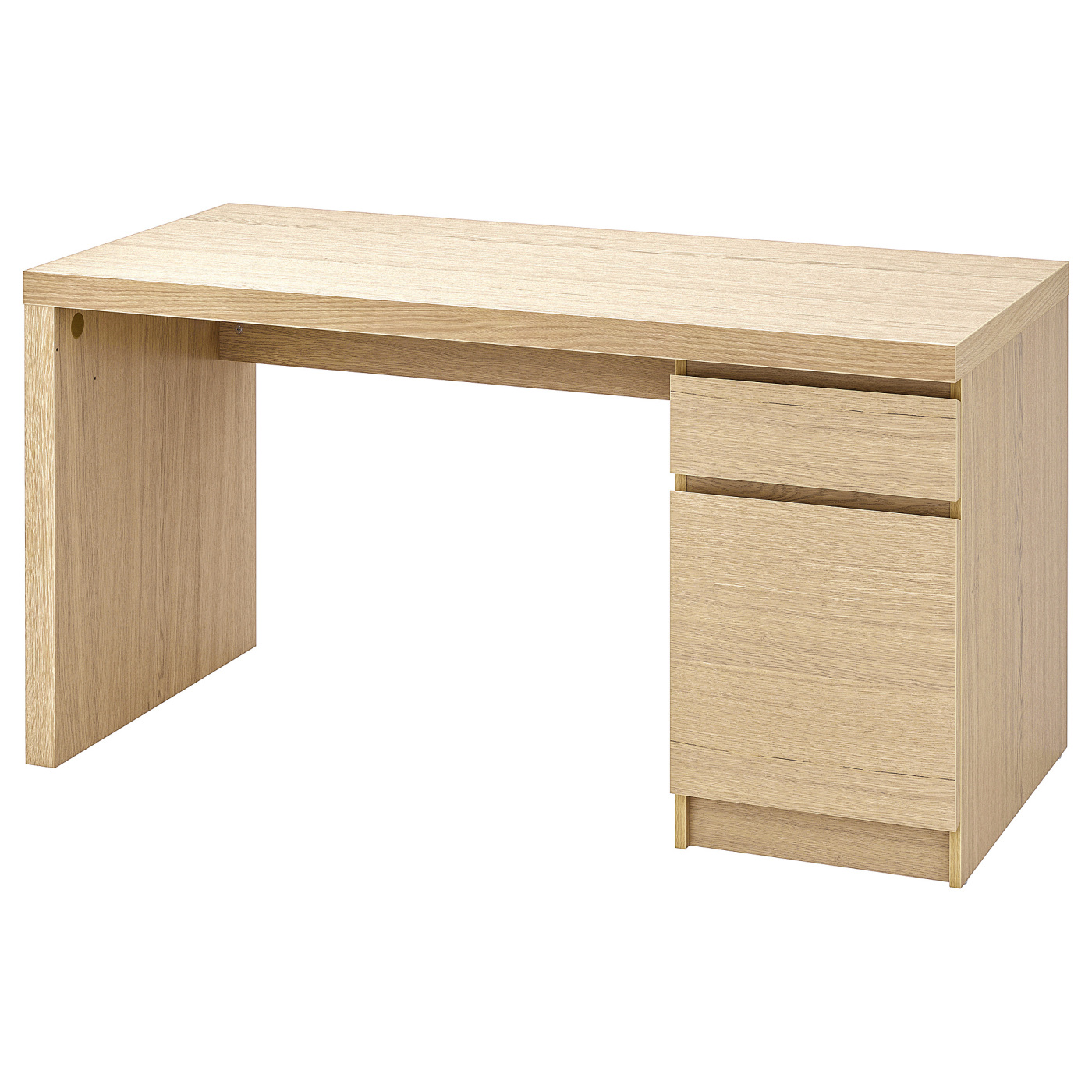 MALM desk white stained oak veneer - IKEA