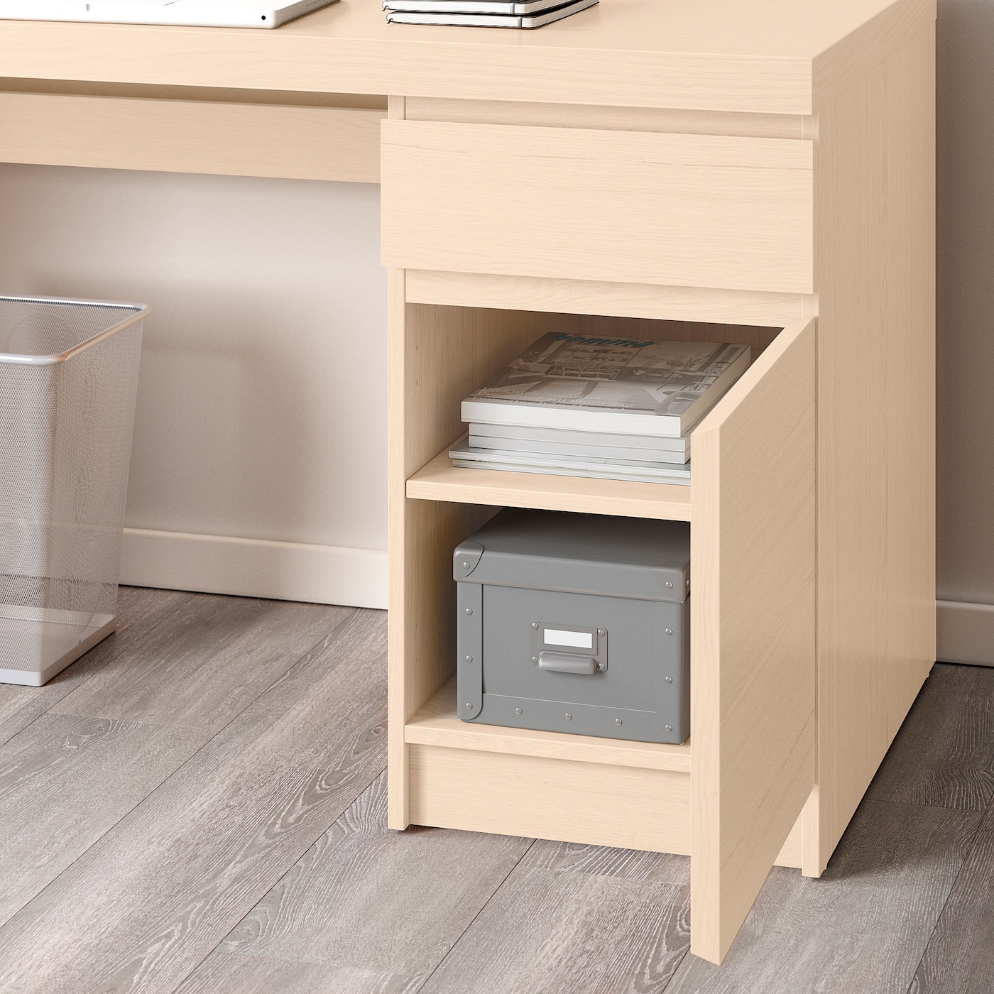 MALM desk white stained oak veneer IKEA