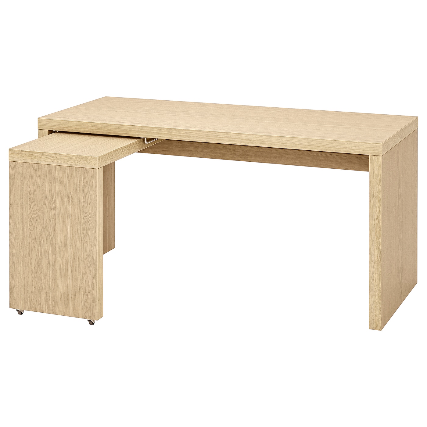 MALM desk with pull-out panel white stained oak veneer - IKEA