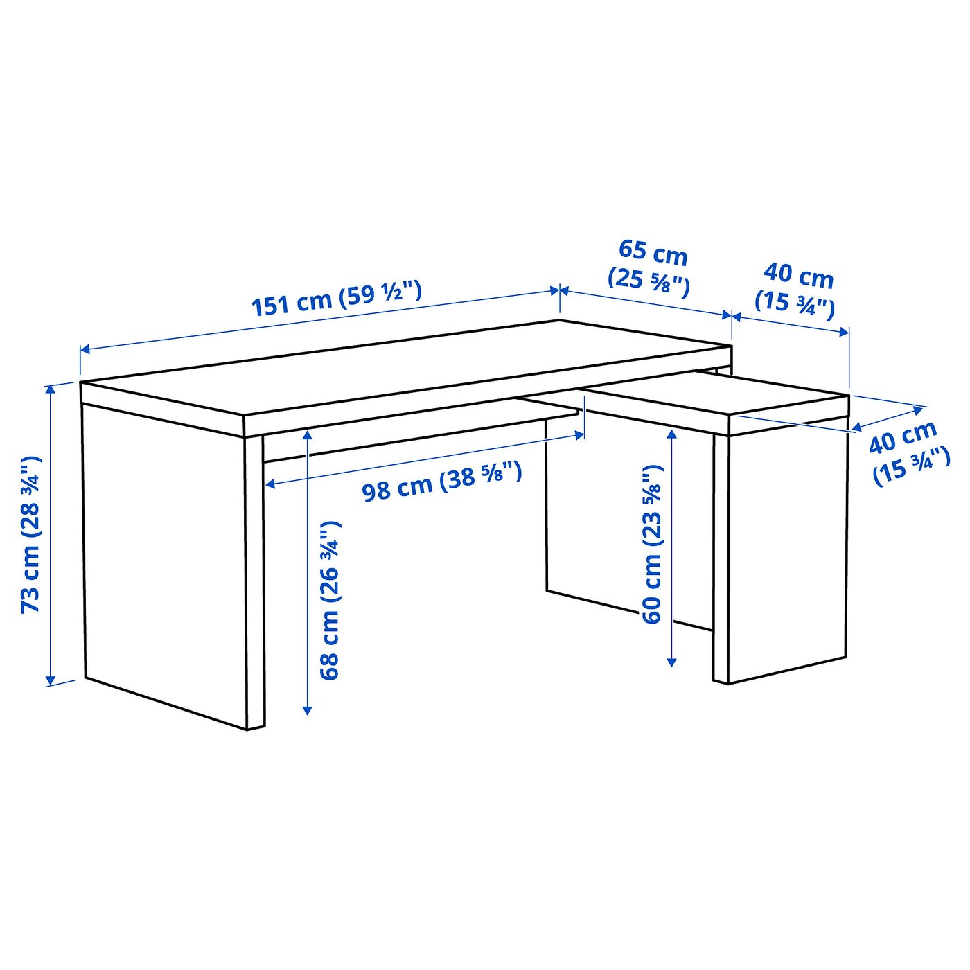 MALM desk with pull-out panel white - IKEA