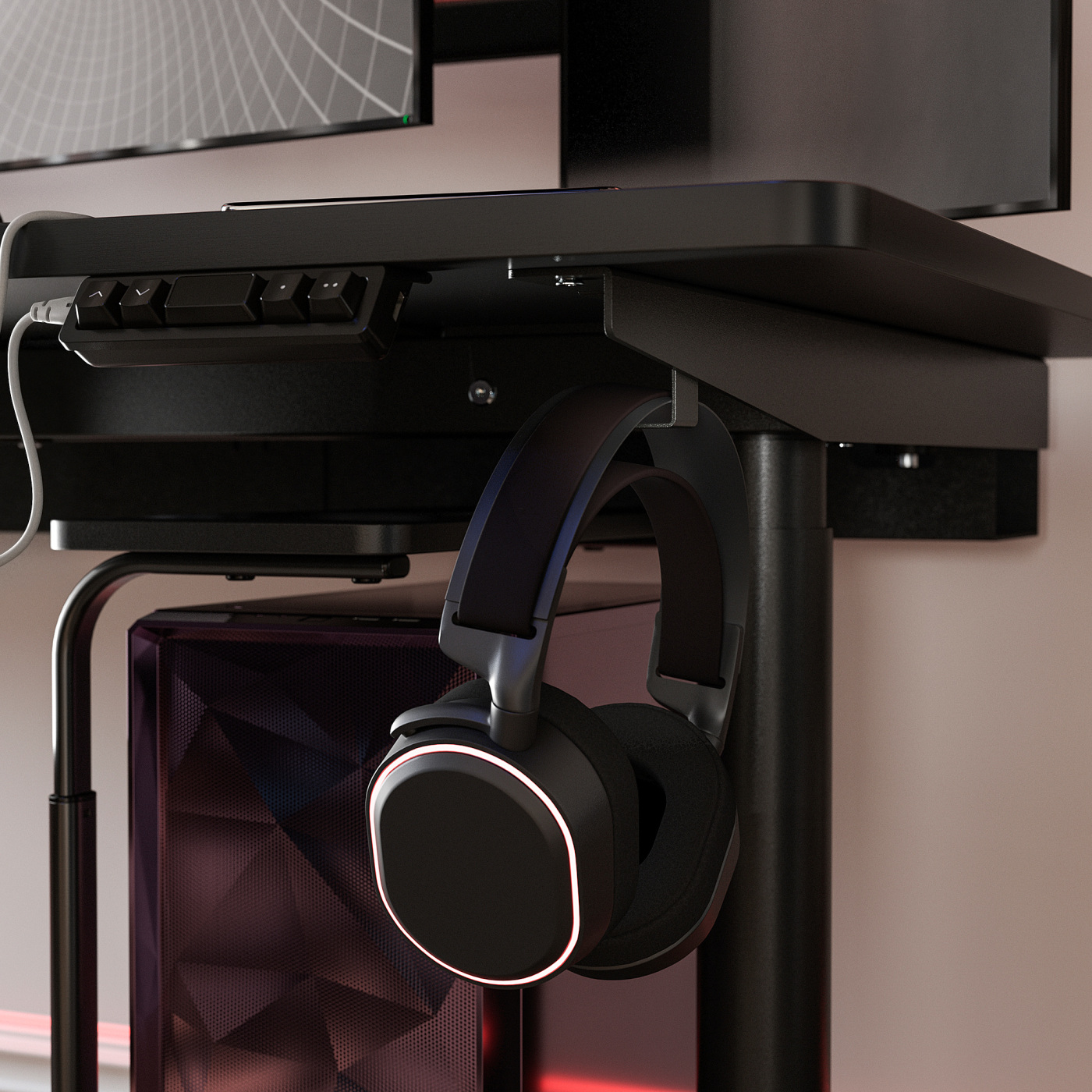 MÅLOMRÅDE gaming desk sit/stand with monitor arms/electric black