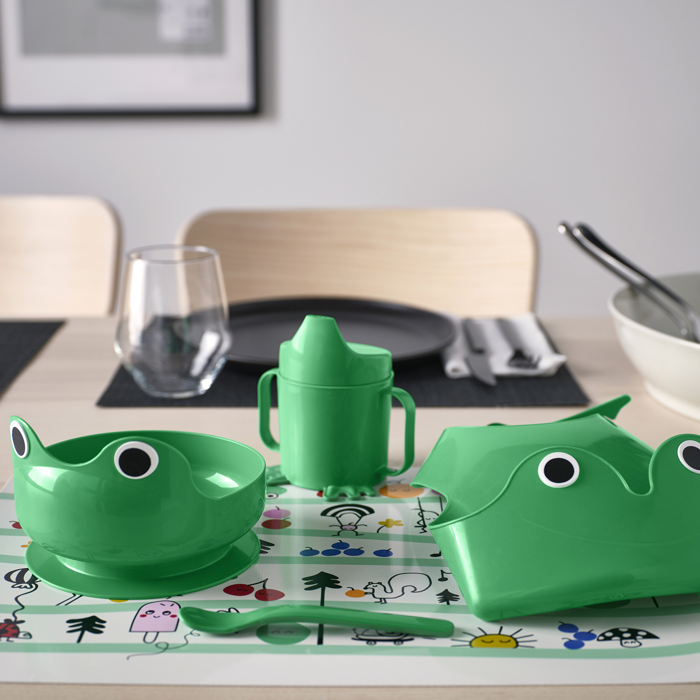 MATA 4-piece eating set bright green - IKEA