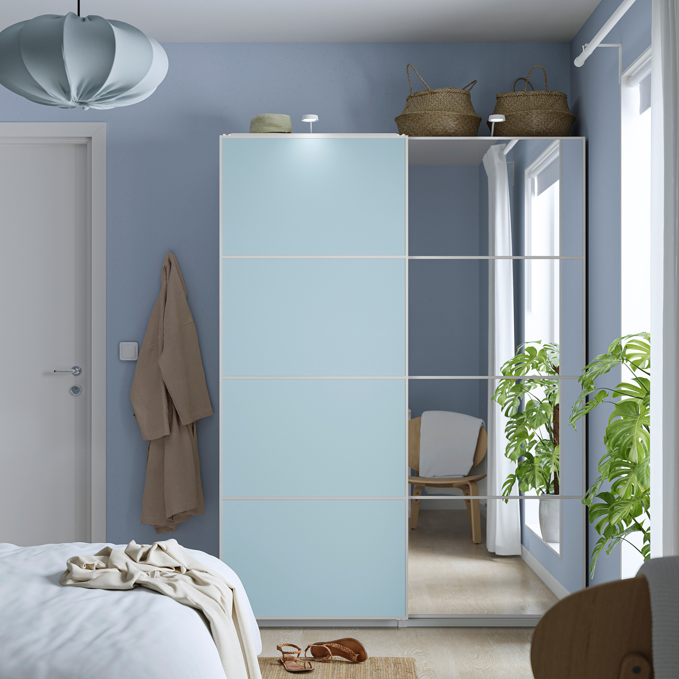 MEHAMN/AULI pair of sliding doors aluminium double sided/light