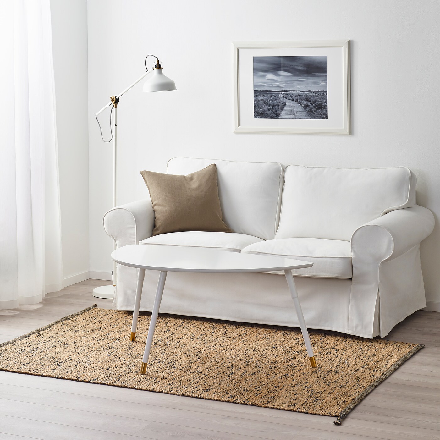 MELHOLT rug, flatwoven handmade natural/dark blue - IKEA