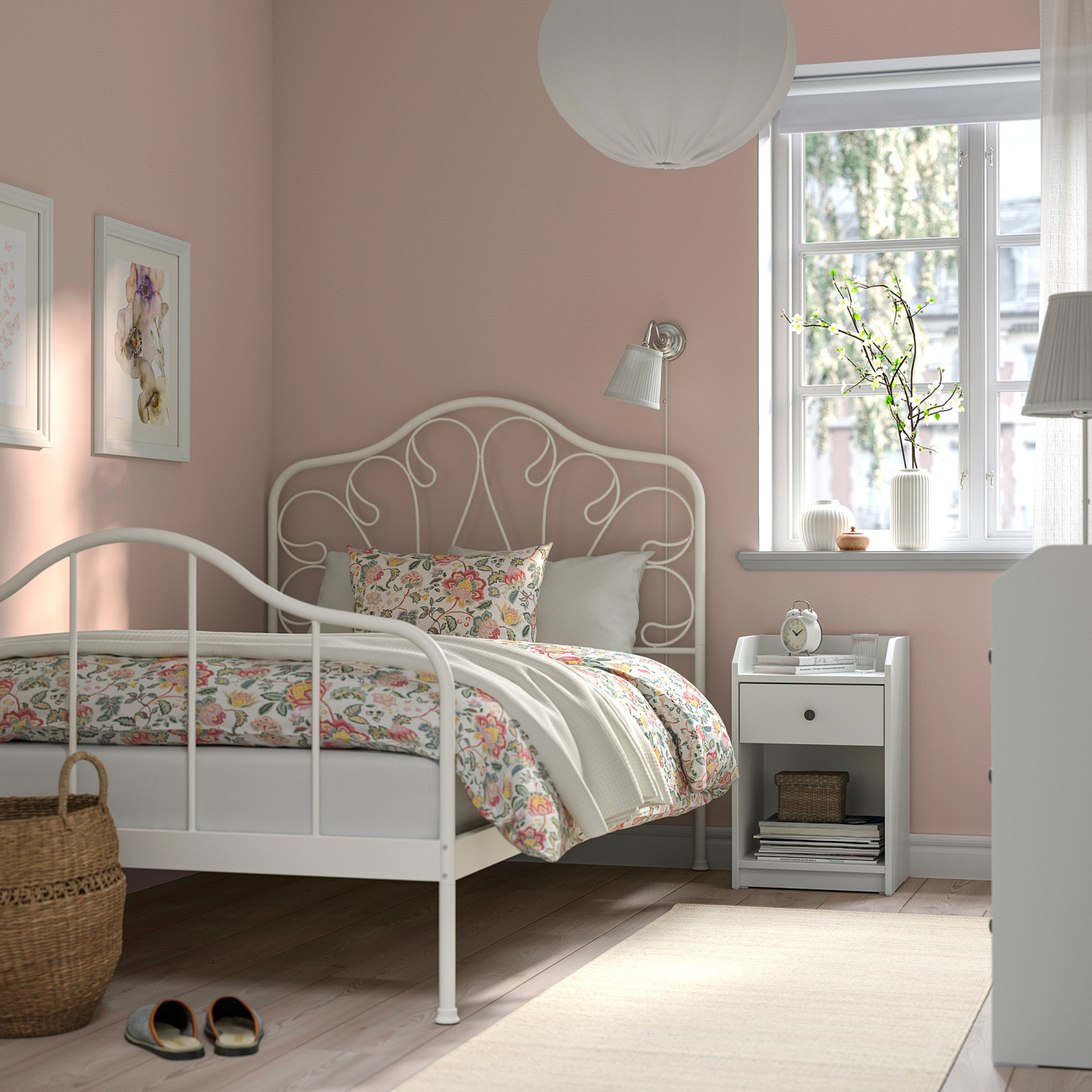 MELLGRUND bed frame off-white/Luröy - IKEA