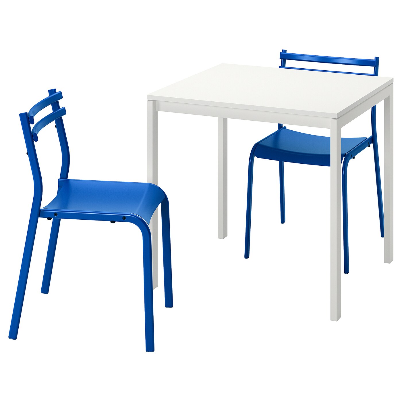 MELLTORP GENESON table and 2 chairs white white metal blue IKEA