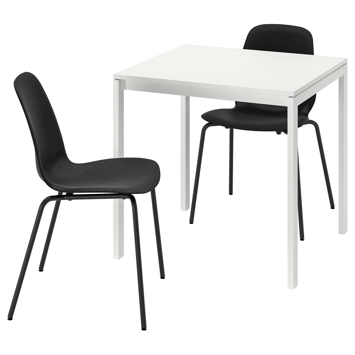 MELLTORP / LIDÅS table and 2 chairs white white/black black - IKEA