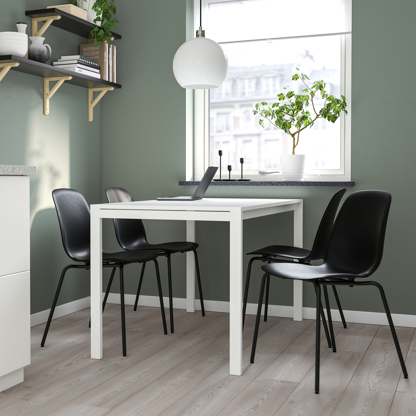 MELLTORP / LIDÅS table and 4 chairs white white/black/black - IKEA