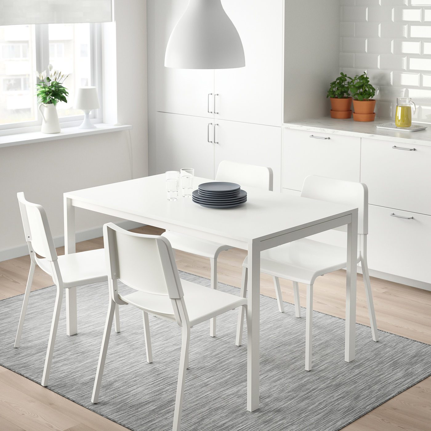 MELLTORP / TEODORES table and 4 chairs white/white - IKEA