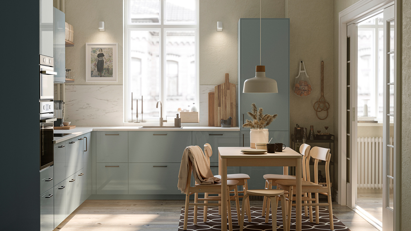 METOD 4 fronts for dishwasher Kallarp light grey-blue - IKEA
