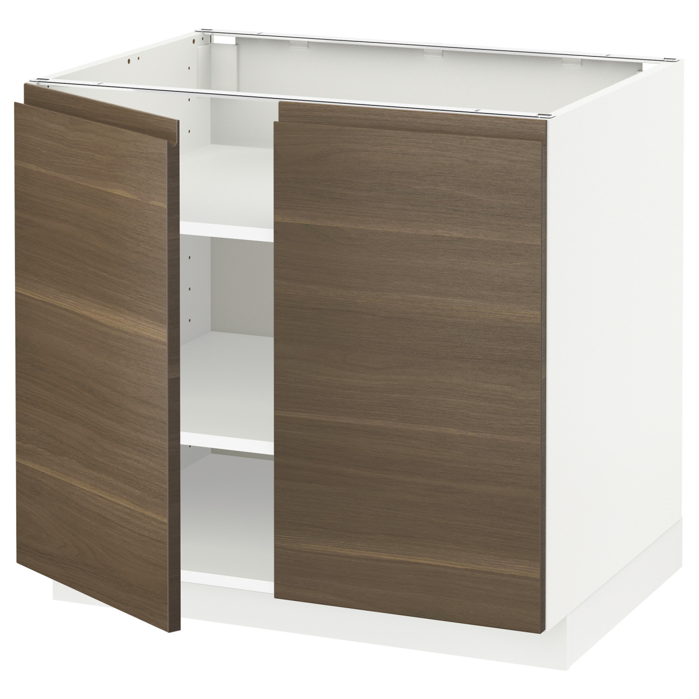 METOD base cabinet with shelves/2 doors white/Voxtorp walnut METOD base cabinet with shelves/2 doors white/Voxtorp walnut