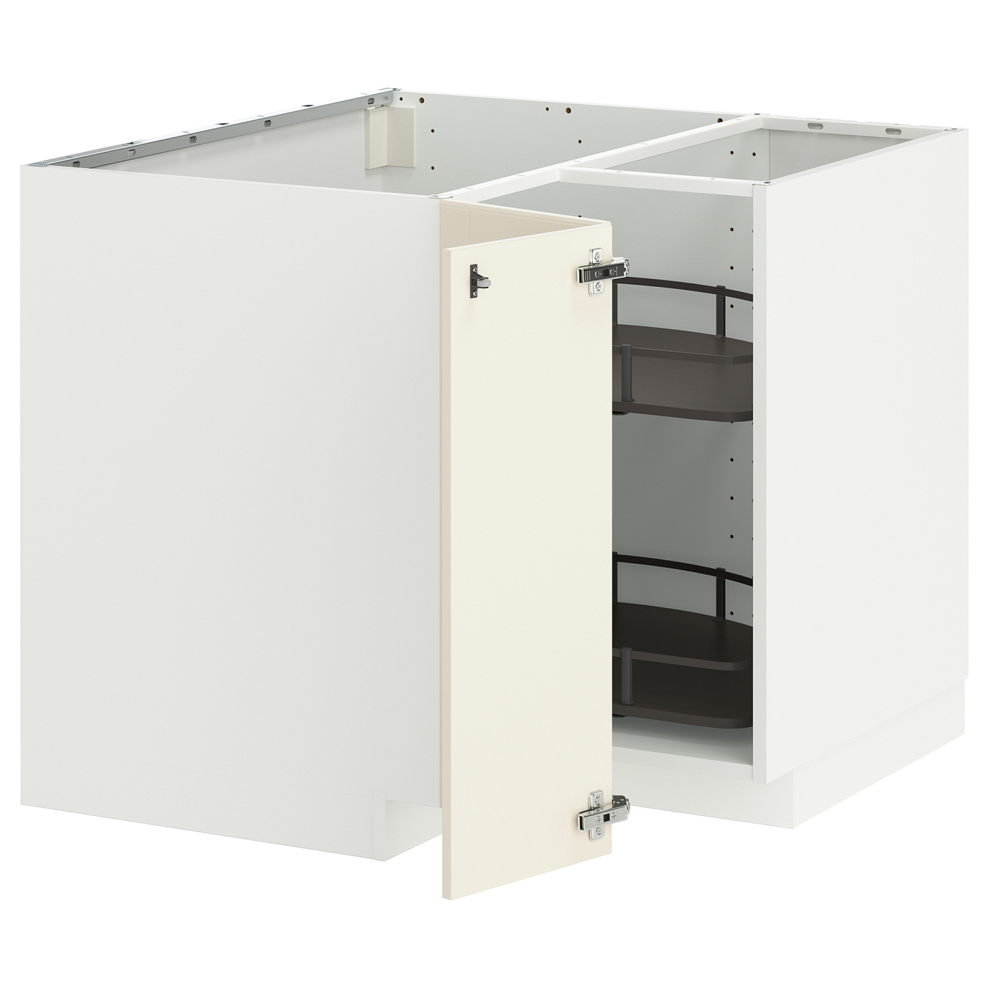 METOD corner base cabinet with carousel white/Bodbyn off-white - IKEA