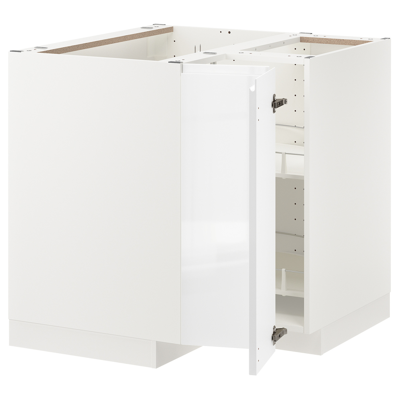 METOD corner base cabinet with carousel white/Voxtorp high-gloss/white ...
