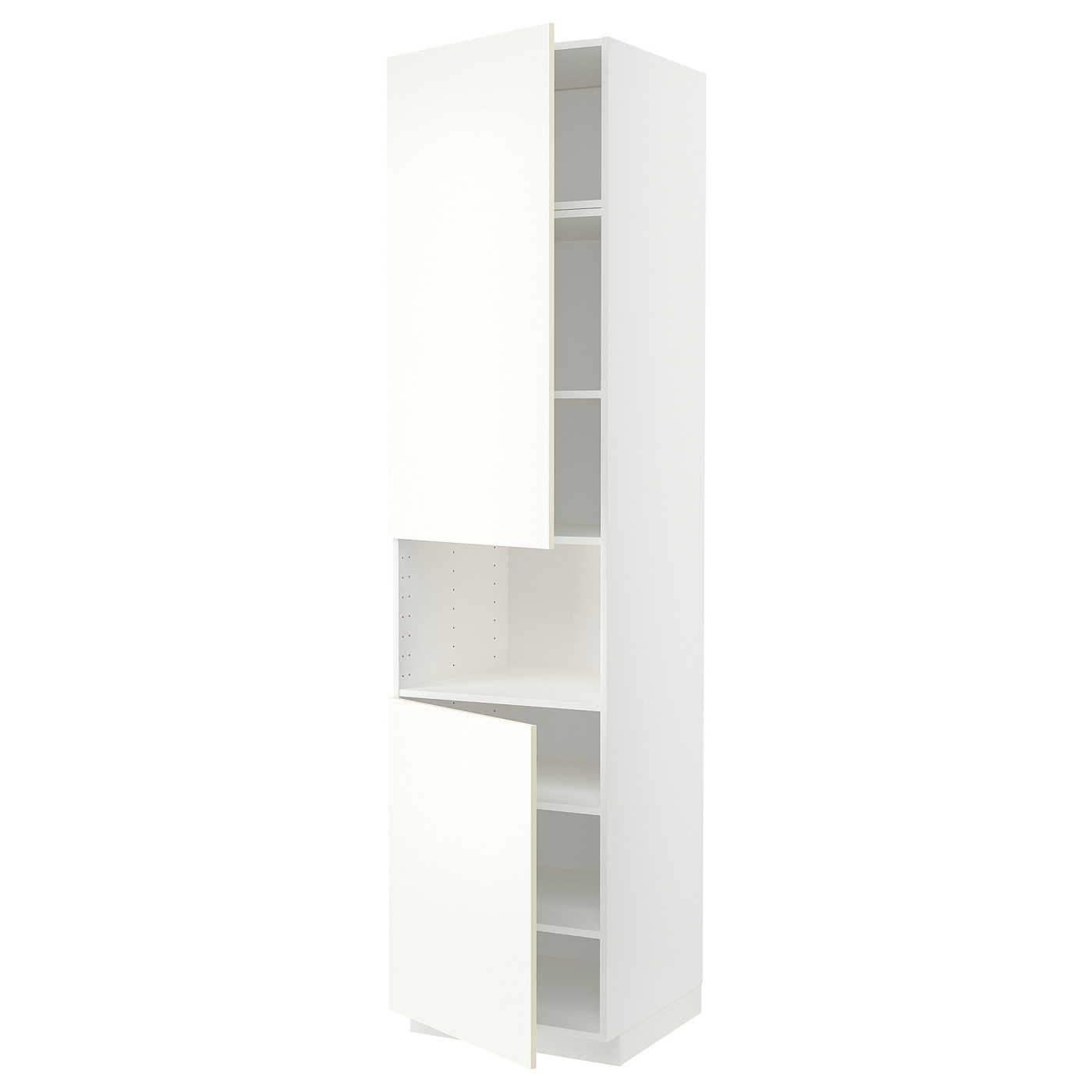 METOD high cab f micro w 2 doors/shelves white/Vallstena white - IKEA