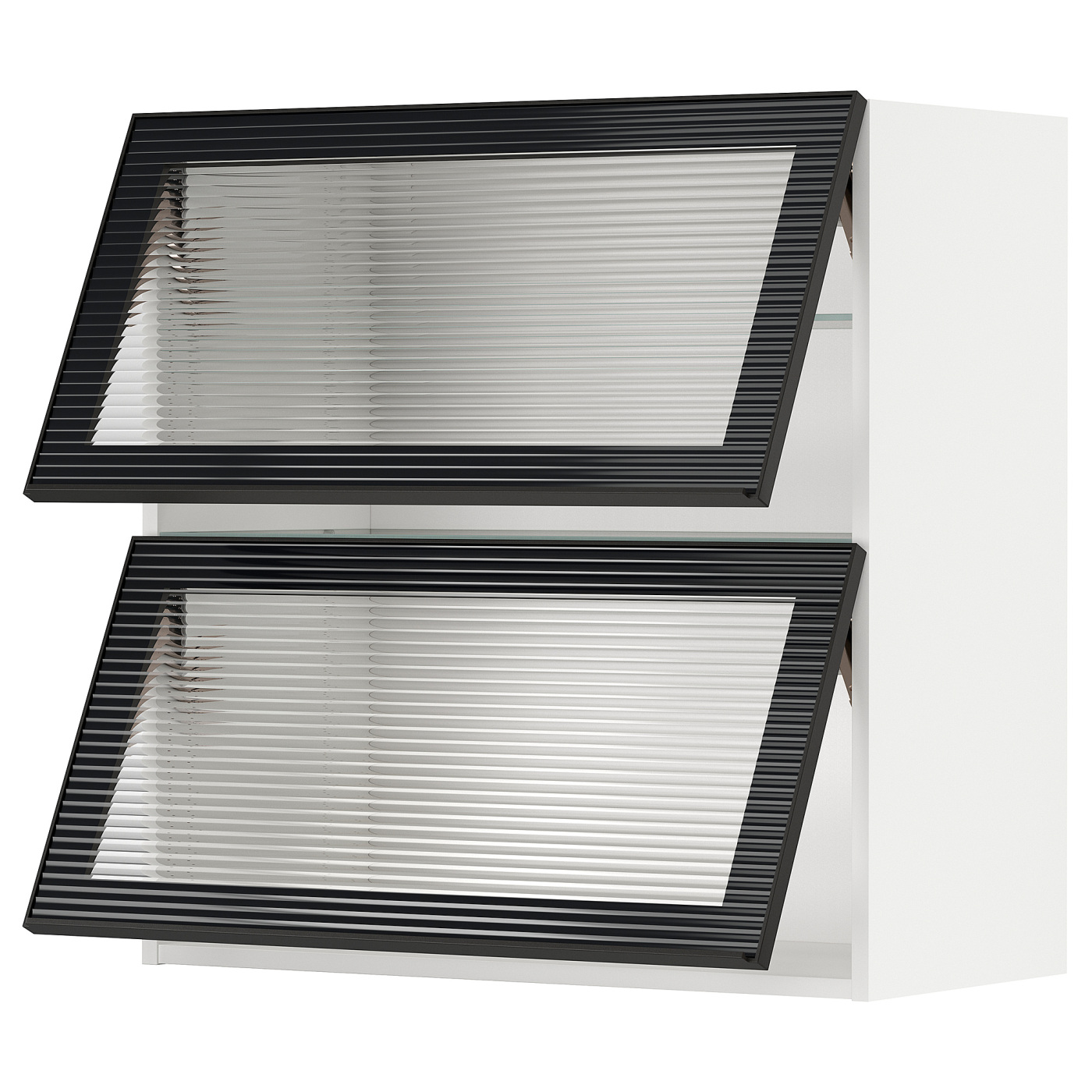 METOD wall cab horiz 2 gls drs w push-op white/Hejsta anthracite