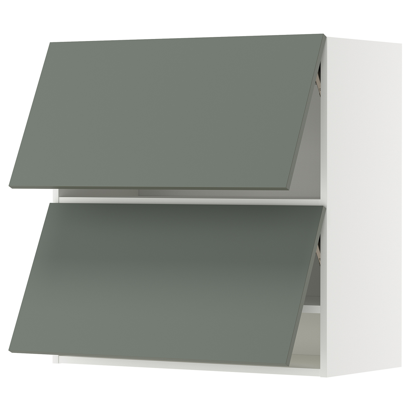 METOD wall cab horizo 2 doors w push-open white/Nickebo matt grey