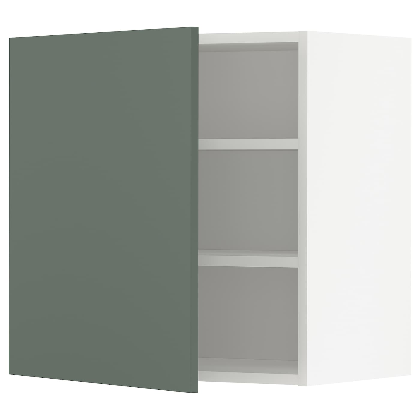 METOD wall cabinet with shelves white Bodarp grey green IKEA
