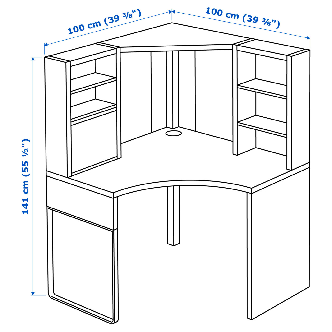 MICKE corner workstation black-brown - IKEA
