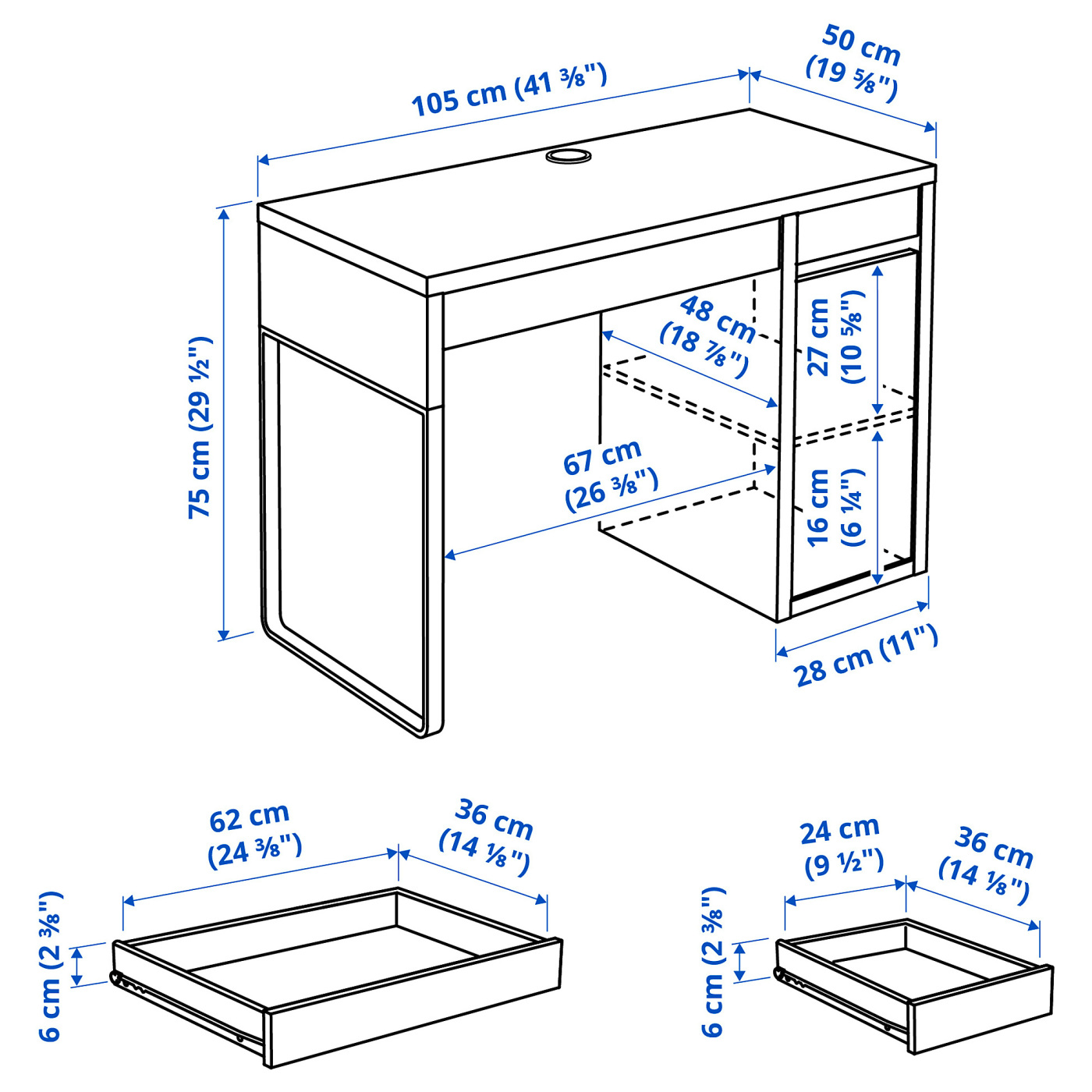 MICKE desk white/anthracite - IKEA