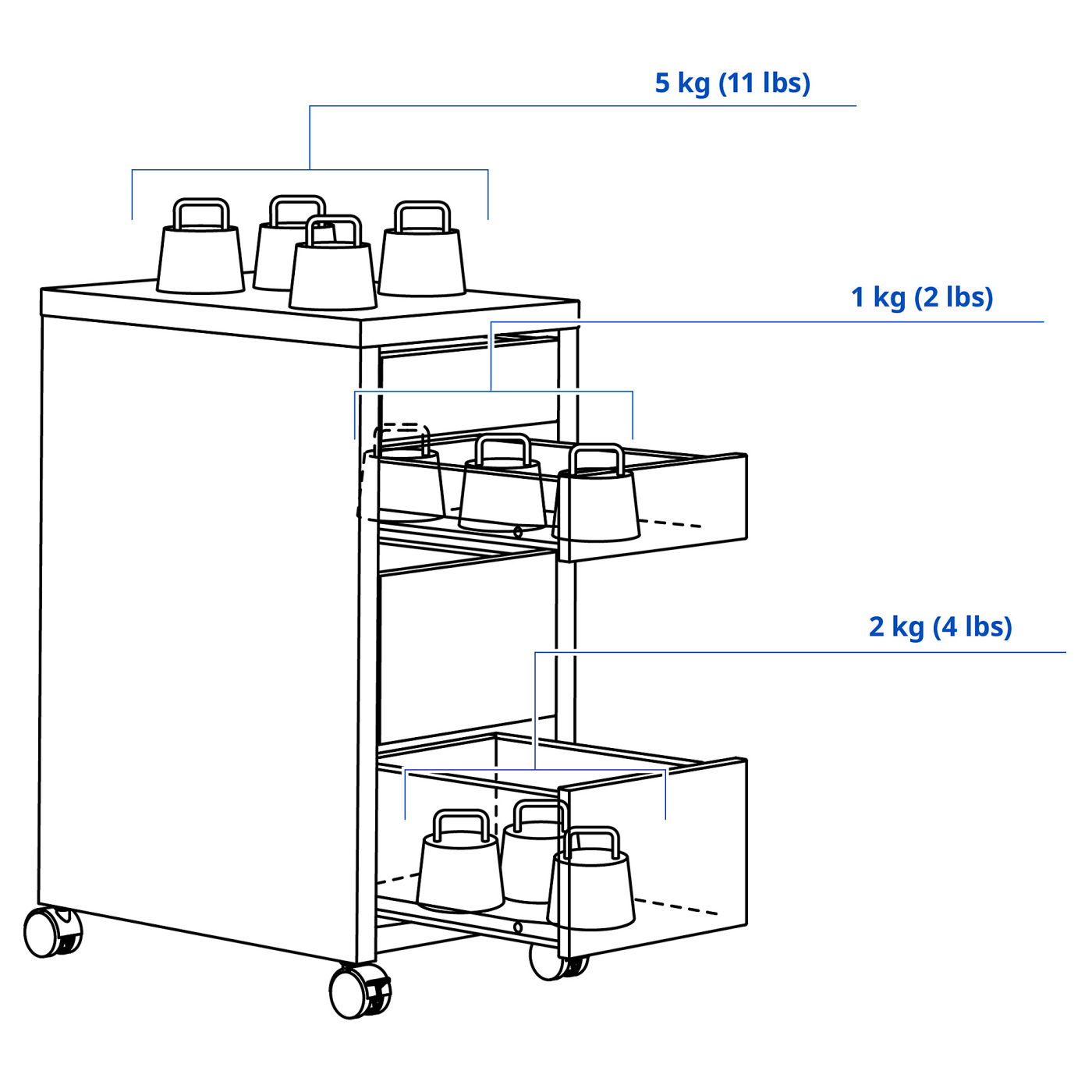 MICKE drawer unit on castors white - IKEA