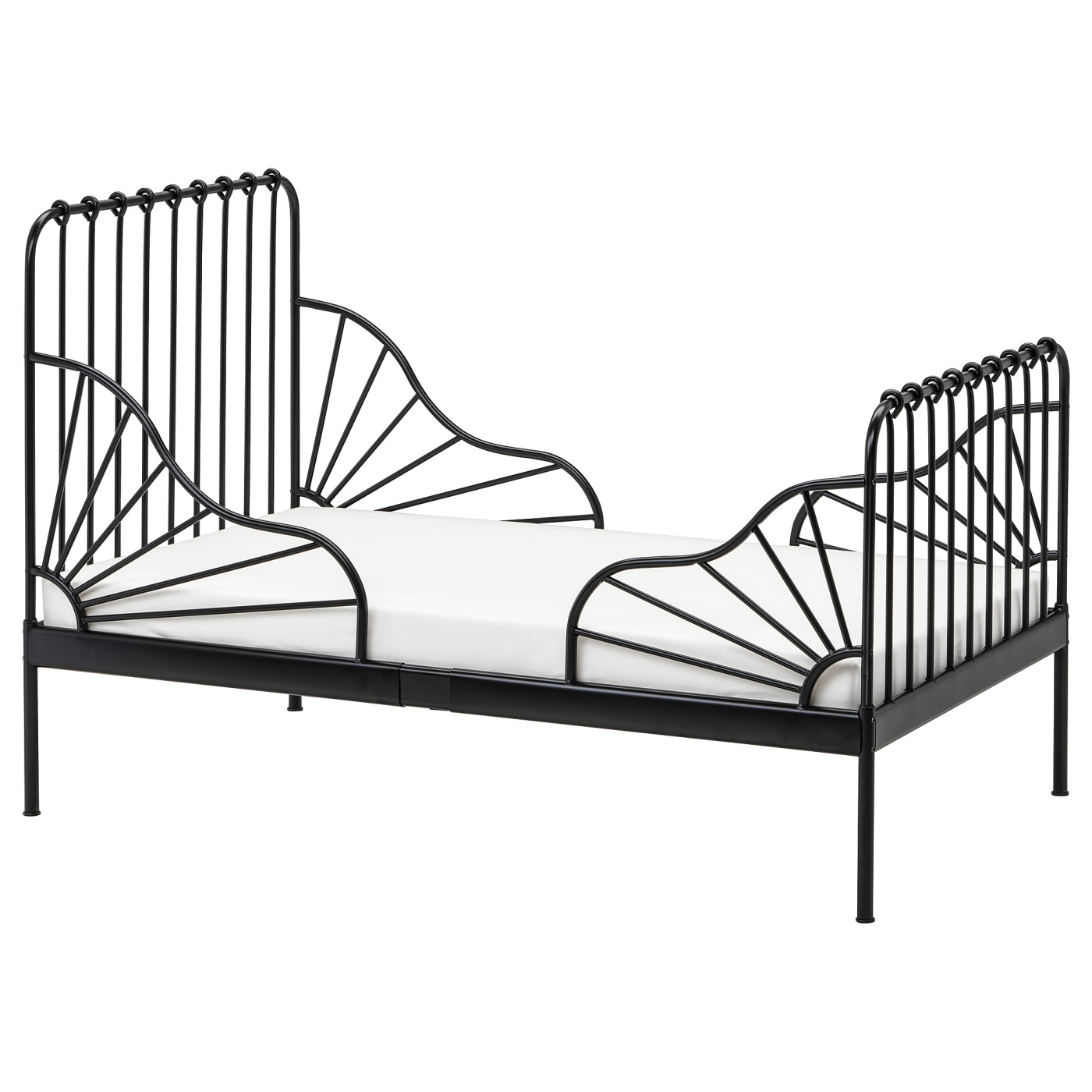 MINNEN ext bed frame with slatted bed base black - IKEA