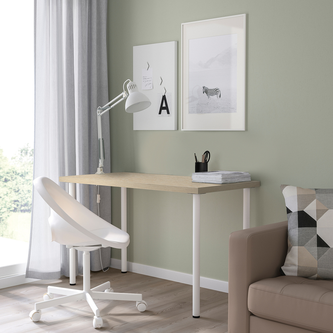 MITTCIRKEL / ADILS desk lively pine effect white - IKEA