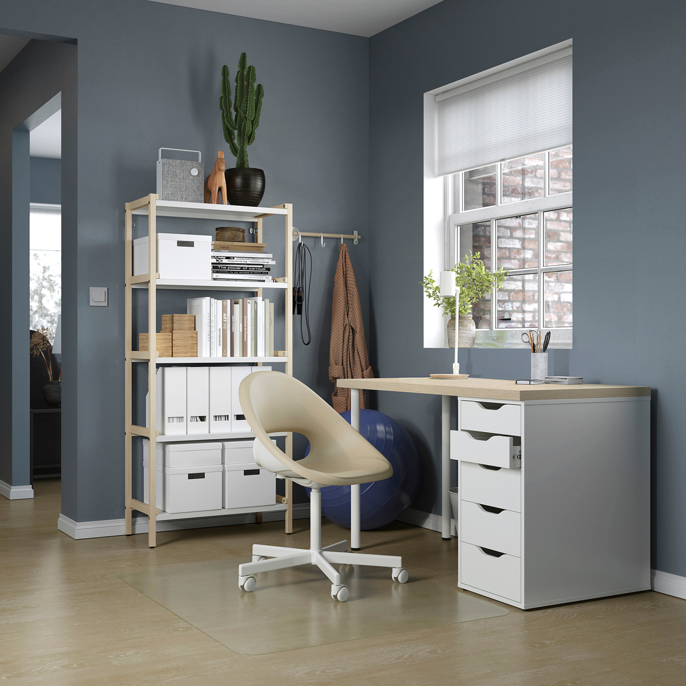 MITTCIRKEL / ALEX desk lively pine effect/white - IKEA